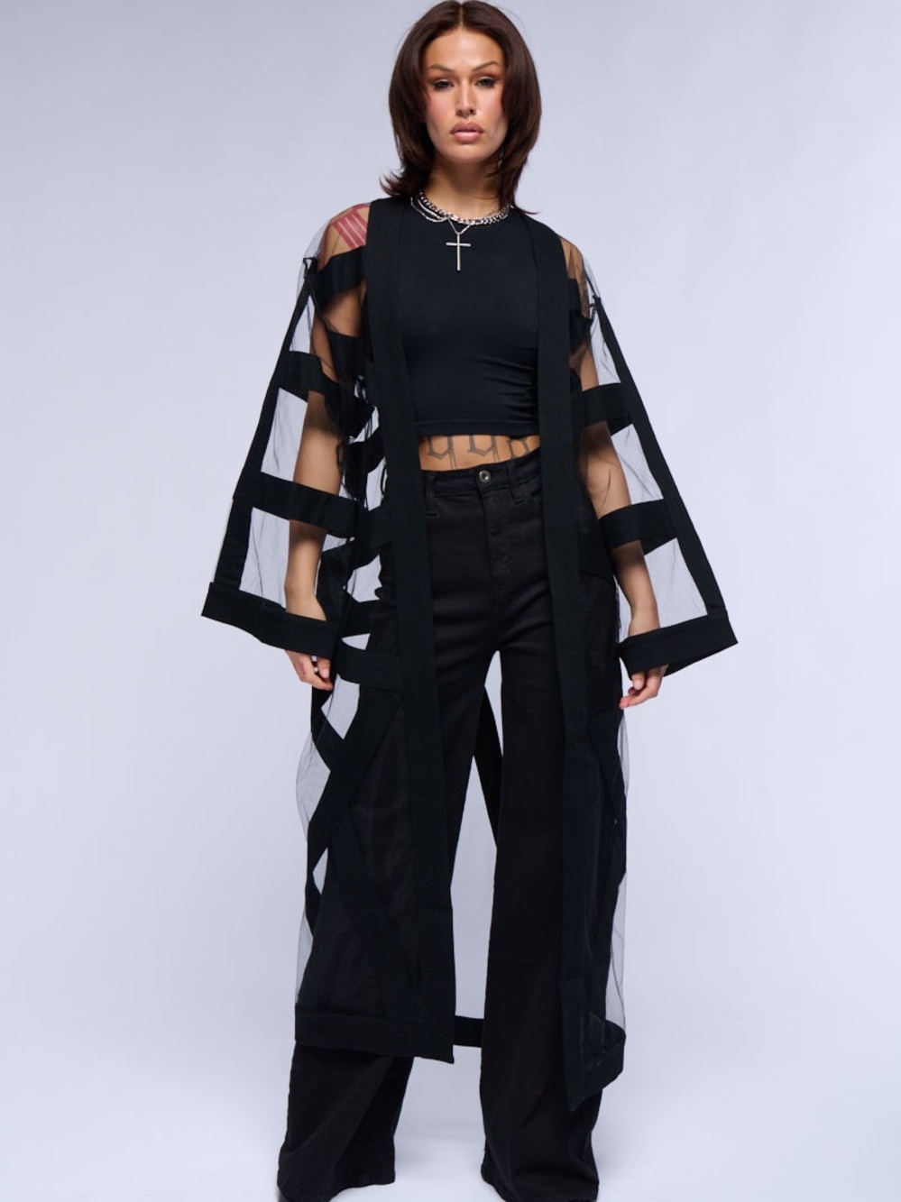 AKIRA Meshin Around Sheer Mesh Duster Cardigan NWT Medium - Picture 7 of 10